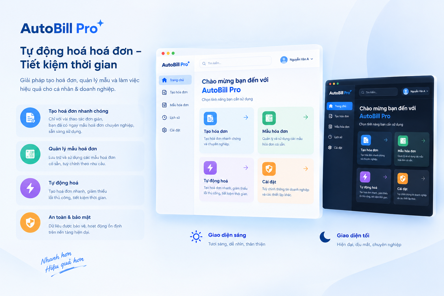 Giao diện Auto Bill Pro